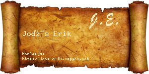 Joós Erik névjegykártya