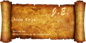 Joós Erik névjegykártya